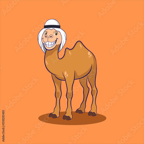 Camel Vector Wearing Traditional Middle Eastern Turban
