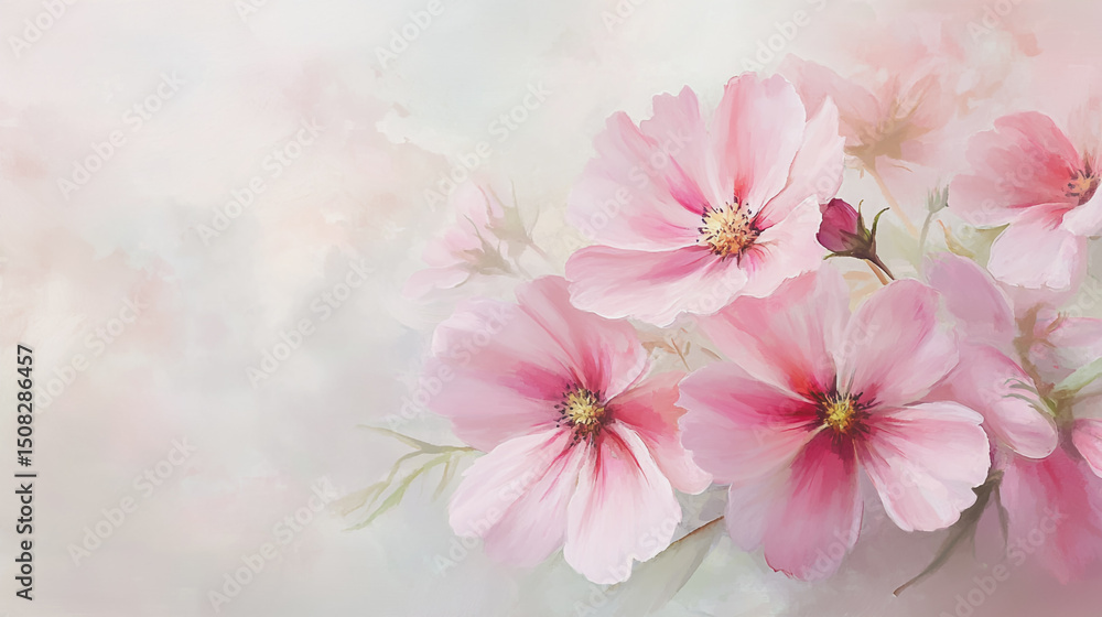 watercolor botanical Cosmos flowers texture template background.Elegant wedding invitation card background . Minimal hand painted Design for wedding or Valentine's Day watercolor botanical Cosmos flowers texture template background.Elegant wedding invitation card background . Minimal hand painted Design for wedding or Valentine's Day