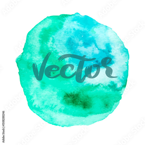 Blue and Green Hand Drawn Watercolor Drops Vector Illustration