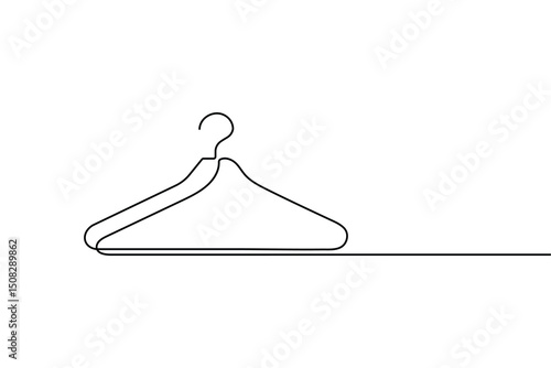 Clothes hangers continuous line drawing isolated on white background