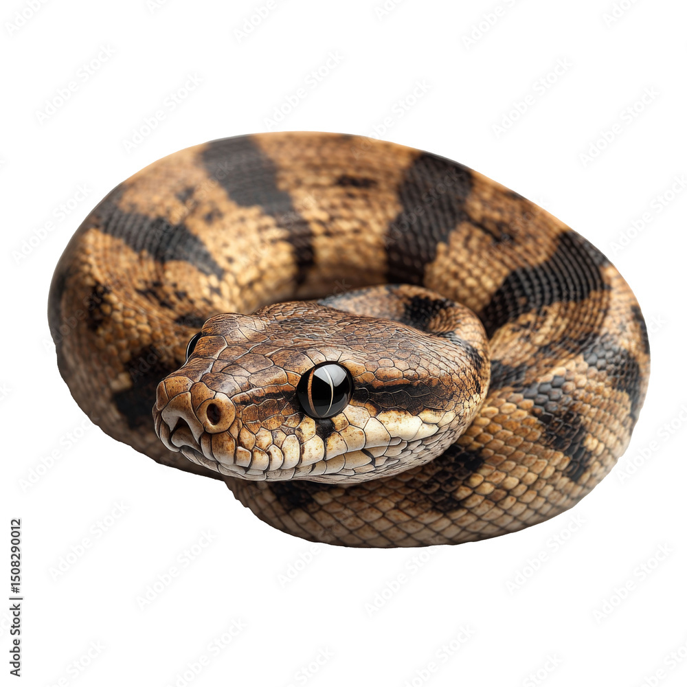 Obraz premium Boa or python with bright coloration, concept of snakes and reptiles, isolate on a transparent background