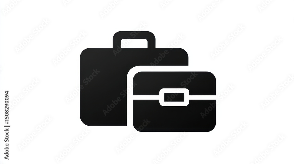 Black and white icon of suitcase and briefcase representing travel or business luggage simple Black and white icon of suitcase and briefcase representing travel or business luggage simple
