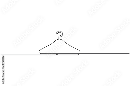 Clothes hangers continuous line drawing isolated on white background