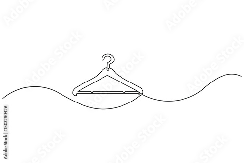 Clothes hangers continuous line drawing isolated on white background