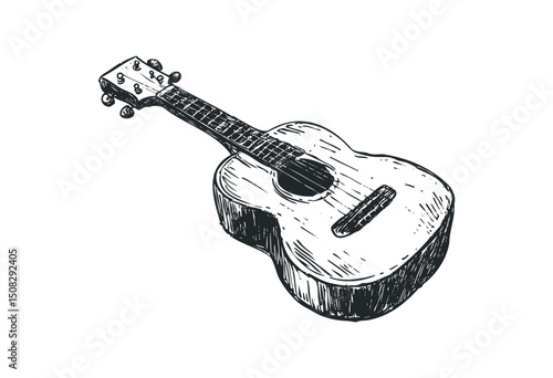 Hand-drawn sketch of a classic acoustic guitar. Vector retro hand drawn illustration