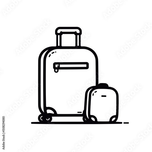 Minimalist cabin luggage icon design with bold outlines, travel concept