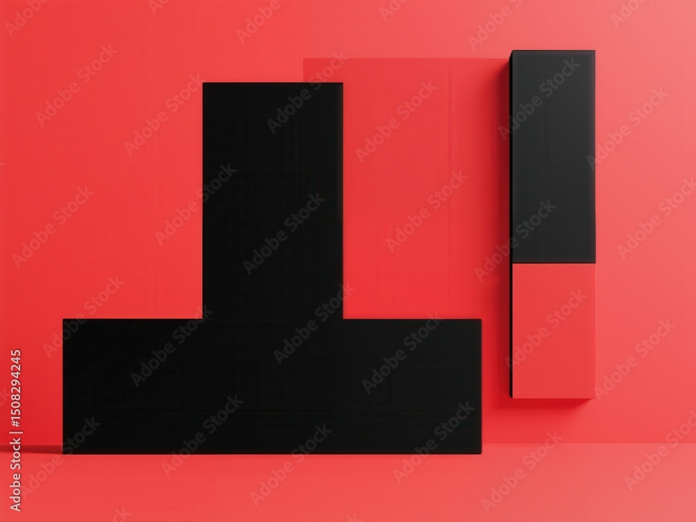 A black and red structure with a red background A black and red structure with a red background