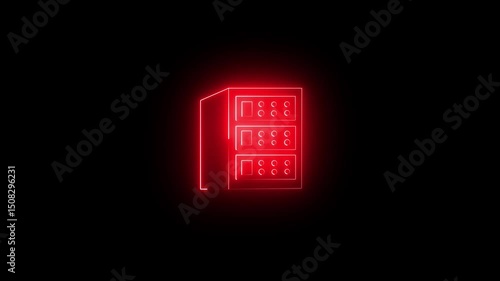 neon pink color lock icon animation glowing security privacy encryption symbol animation of metal lock Safety, security, privacy, password icon. bright neon