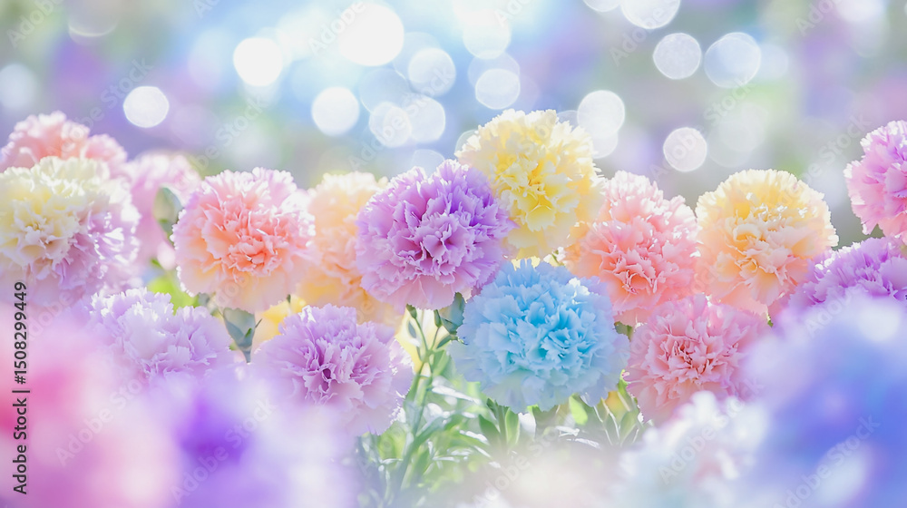 Obraz premium watercolor botanical Carnation flowers texture template background.Elegant wedding invitation card background . Minimal hand painted Design for wedding or Valentine's Day