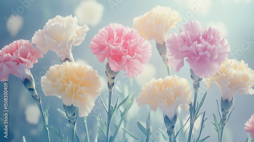 Wallpaper Mural watercolor botanical Carnation flowers texture template background.Elegant wedding invitation card background . Minimal hand painted Design for wedding or Valentine's Day	
 Torontodigital.ca