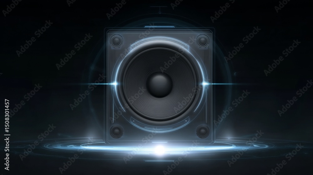 Fototapeta premium A high-quality audio speaker emitting sound in a stylish, modern design.