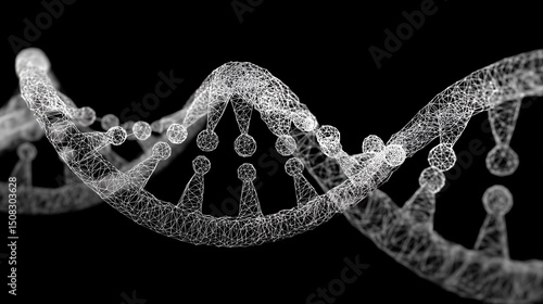 dna strand on black background