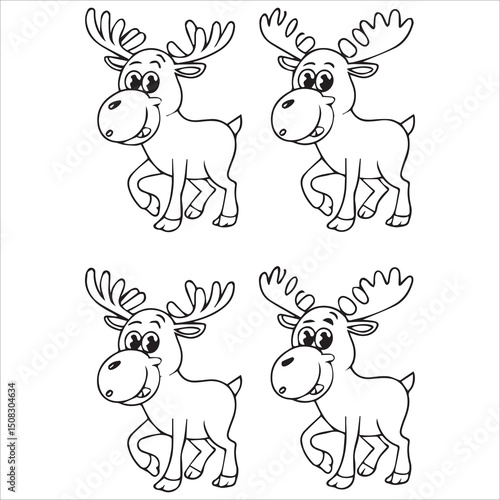 Cute Cartoon Moose Coloring Page