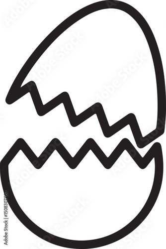egg, cracked, shell, breakfast, break, food, protein, outline, kitchen, Easter, silhouette, simple, vector, yolk, line art, hatch, fracture