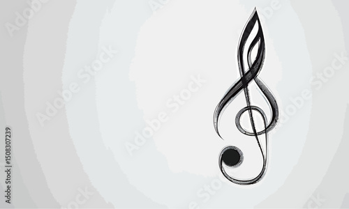 Elegant black treble clef on a soft gray background.
