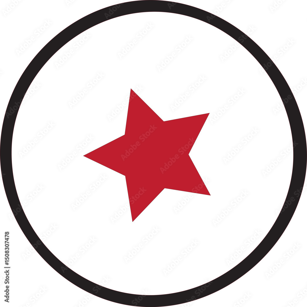 Bold Red Star in Black Circle Icon for Modern Design & Branding Bold Red Star in Black Circle Icon for Modern Design & Branding