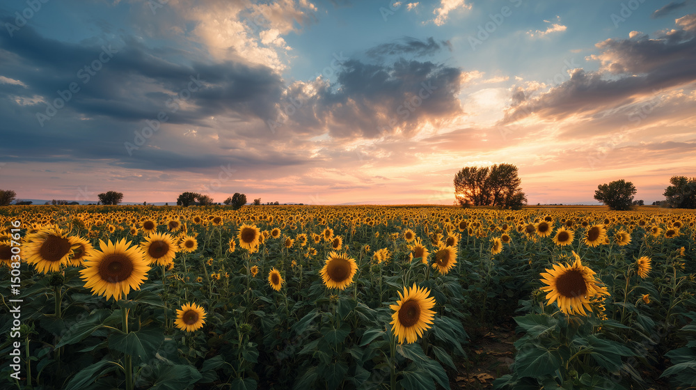 Obraz premium sunflower field at sunset