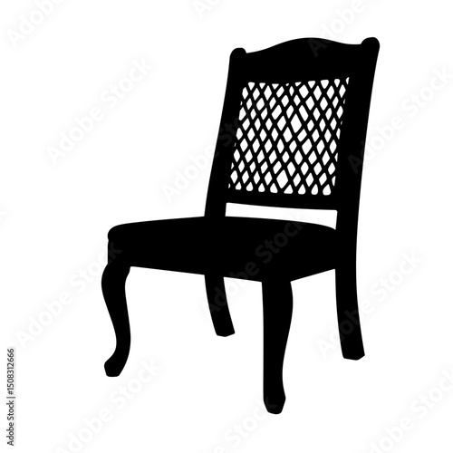 Silhouette of Chair with Net-Style Backrest, Marine Conservation Theme