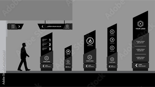 Exterior and interior signage template set corporate identity