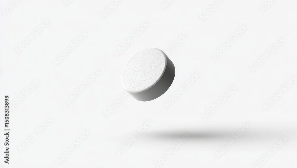 Single white disc, floating on a plain white background Single white disc, floating on a plain white background