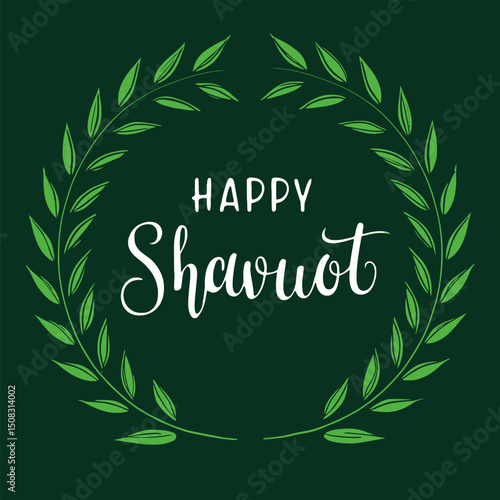 Elegant white chalkboard text happy shavuot with simple serif font for minimalist holiday card