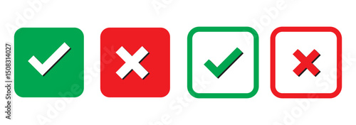 Green check mark icon. Check mark vector icon. Checkmark Illustration. Vector symbols set ,green checkmark isolated on white background. Correct vote choise isolated symbol.