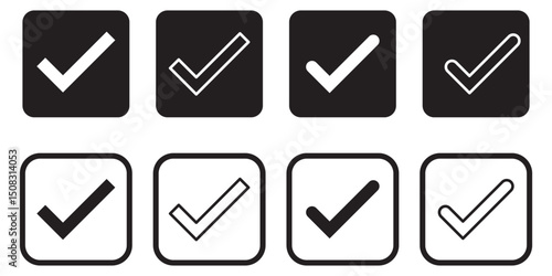 Green check mark icon. Check mark vector icon. Checkmark Illustration. Vector symbols set ,green checkmark isolated on white background. Correct vote choise isolated symbol.