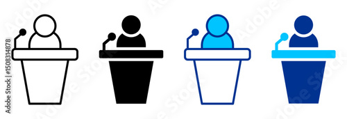 Politican Icon Set Multiple Style Vector Illustration