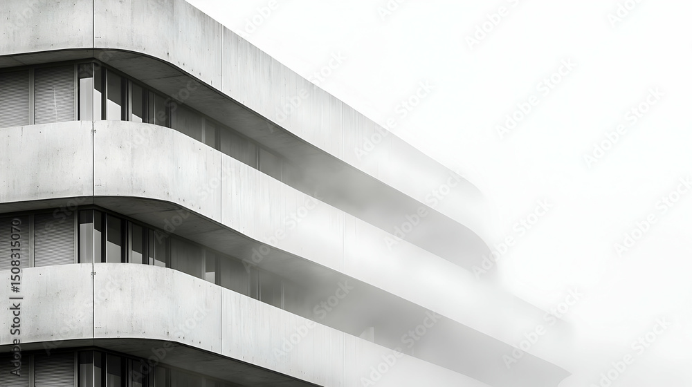 Fototapeta premium Misty Concrete Building Facade
