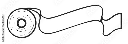 Unwound toilet paper roll illustration on a transparent background. A  curved toilet paper ribbon banner with a place for text. Vector illustration