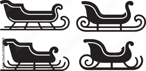 Santa sleigh silhouette, Christmas sleigh silhouette, Santa Claus sleigh, sleigh silhouette, Christmas silhouette, 