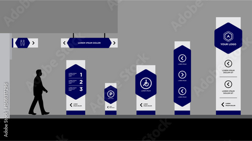 Exterior and interior signage template set corporate identity