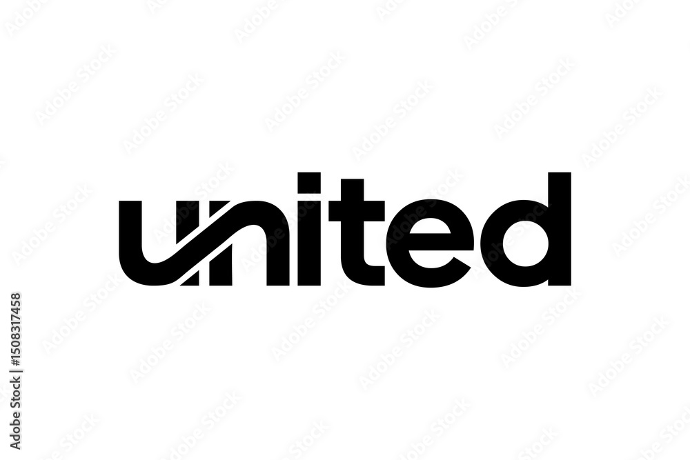 word united . modern minimalist geometric circular font with rounded edges. word united . modern minimalist geometric circular font with rounded edges.