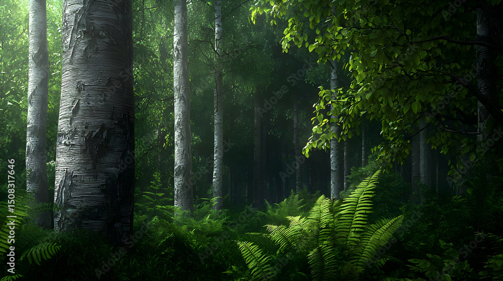 Obraz premium Pixellated Forest Sunlight Scene
