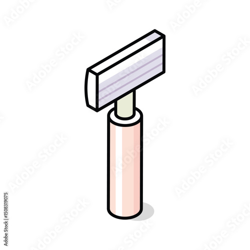 Premium isometric icon illustrating a classic shaving razor blade