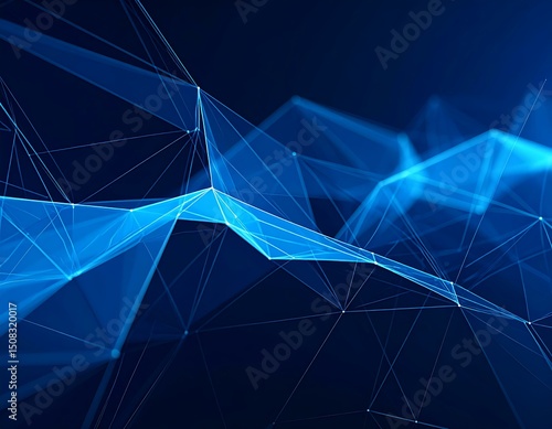 Abstract Blue Network Mesh Digital Connectivity, Data Visualization