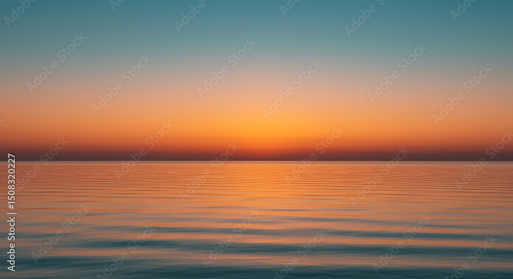 Obraz premium Serene Sunset over Calm Ocean Water Tranquil Coastal Seascape at Dusk