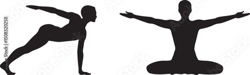 yoga silhouette, yoga pose silhouette, meditation silhouette, yoga woman silhouette
