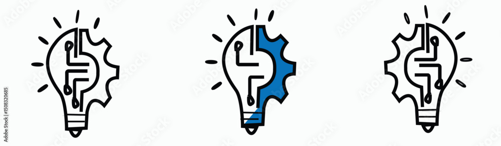 Light bulb innovation icon set. Light bulb and cog inside. inspiration symbol isolated on white background, innovation Light bulb innovation icon set. Light bulb and cog inside. inspiration symbol isolated on white background, innovation