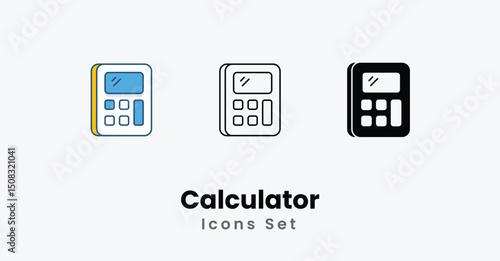 Calculator Icons thin line and glyph vector icon stock illustration