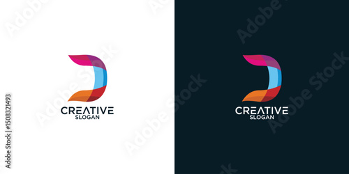 letter d abstract geometry logo vector design