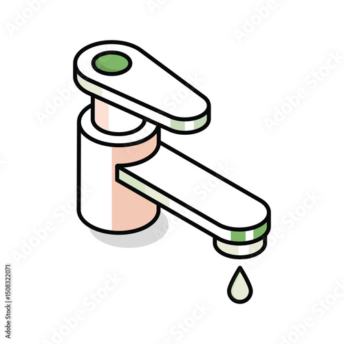 Check out this isometric icon of metal bathroom tap