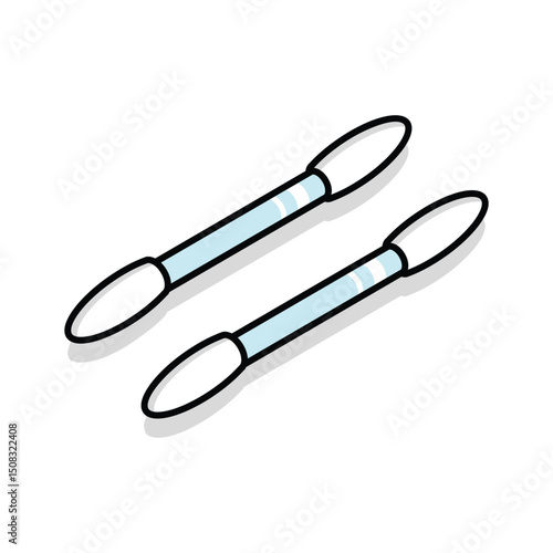 A modern isometric icon of cotton swabs in container