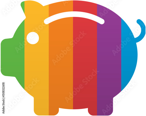 Pride Month Piggy Bank Icon Rainbow LGBTQ Icon
