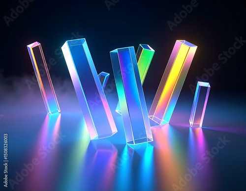 Neon Prisms Abstract Geometric Glass Light Art Design