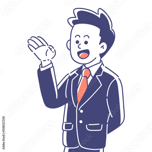 スーツで案内する男性_上半身