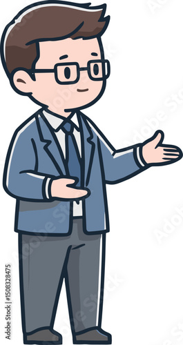 眼鏡の男性の先生のイラスト