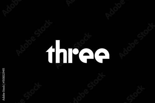 Text logo for numbers Three letter logo design, Number typography. 