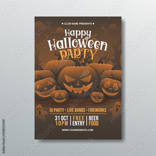 happy halloween party celebration poster template