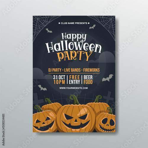 happy halloween party flyer template design